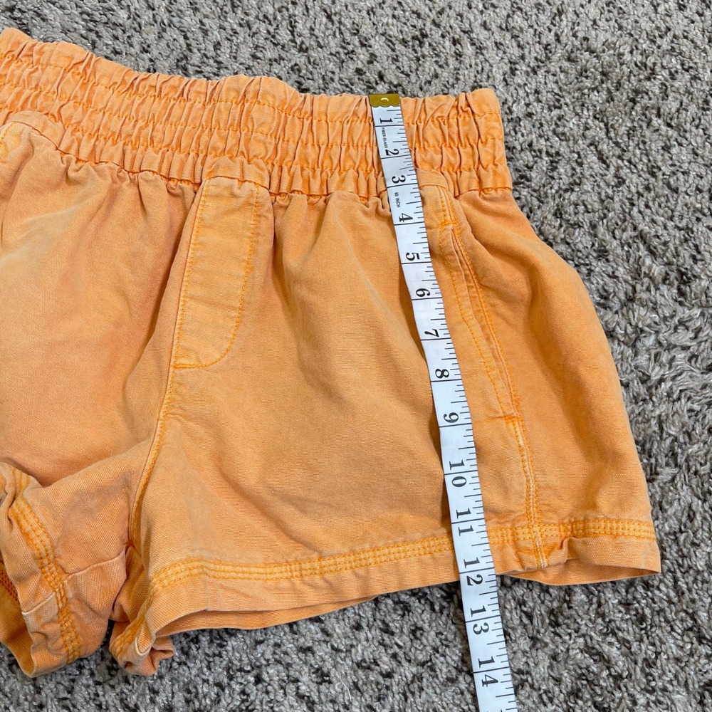 Aerie Babewtach Orange Smocked High Waist Shorts Womens S‎ Pull On Stretch - Picture 7 of 7